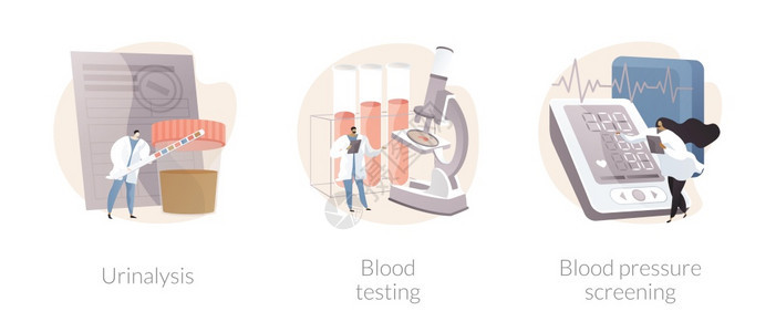 临床检查抽象概念矢量插图集尿解血液检测和压力筛查健康问题检测怀孕微生物实验室抽象比喻临床检查抽象概念矢量插图图片