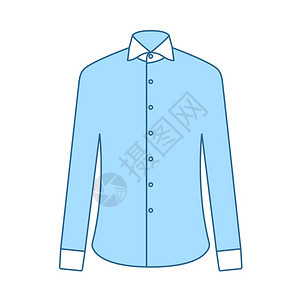 商业衬衫图标薄线有蓝色填充设计矢量说明图片