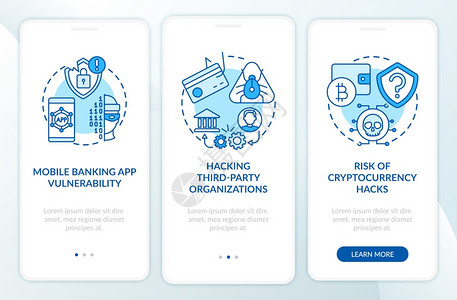 银行网络安全通过三步图示指带有RGB颜色插图的UI矢量模板图片