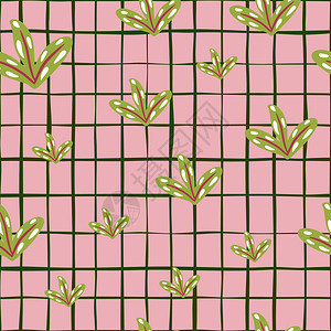 抽象自然无缝图案包括绿色的简单叶子环形图案粉红彩色背景图案Doodle艺术作品适合织物设计纺品印刷包装封面矢量图案抽象自然无缝图图片