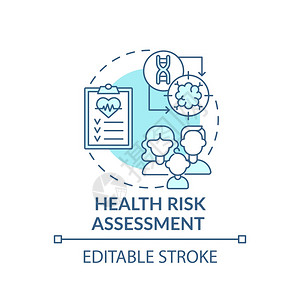 健康风险评估蓝概念图标病人诊断和疾检查家庭医生预约概念细线插图矢量孤立大纲RGB彩色绘图可编辑中风图片