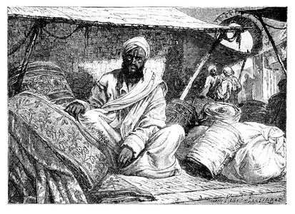 来自克什米尔巴基斯坦文化与亚洲历史的地毯商古老黑白插图19世纪克什米尔的地毯商亚洲历史和文化古老的黑白插图图片