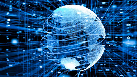 全球在线互联网络和上各种事物的互联网IOT概念在3D提供网络空间计算机图象时所呈现的概念通信和息技术发展促进数字生活方式全球在线背景图片