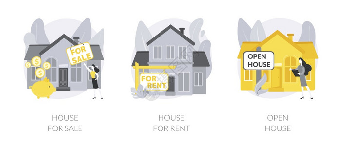 不动产代理商服务抽象概念矢量图集售房和租露天最佳交易预订住宅和商业财产抵押经纪人抽象隐喻房地产代理商服务抽象概念矢量图集图片