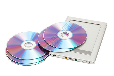 白色背景上的阅读器和cd磁盘图片