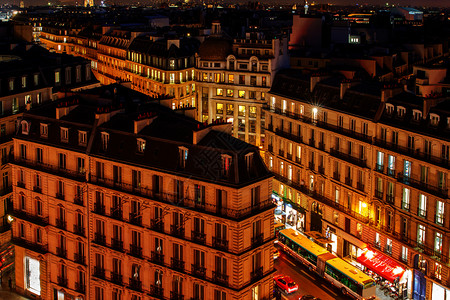 巴黎夜间空中观光晚上巴黎各区空中观光法国背景图片