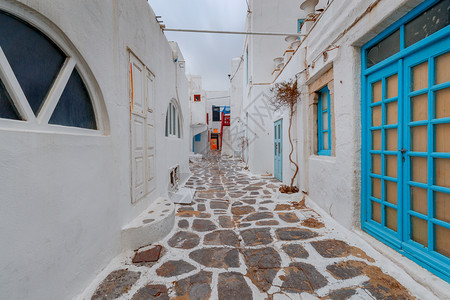 希腊米科诺斯典型建筑希腊密科诺斯岛传统的白色希腊房子乔拉图片