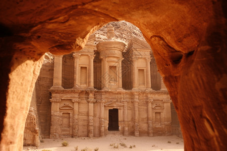 中东部约旦佩特拉寺庙城的修道院图片
