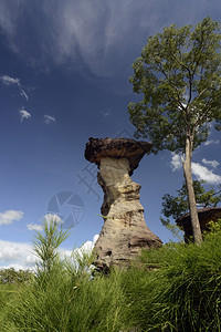 泰国东北部伊桑省乌邦拉查塔尼省孔丘附近的PhaTaem公园和湄公河的石层图片