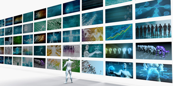 白色背景的视频墙使用Man变化的频道VideoWall背景图片