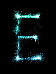 夜间背景的Sparkler烟火轻型字母E首都图片