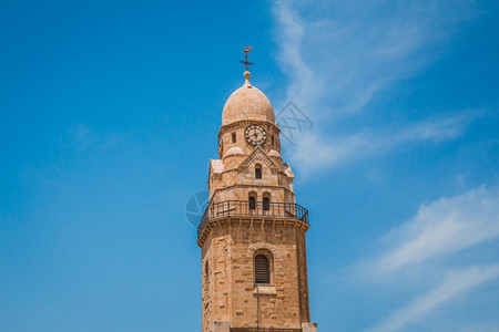 耶路撒冷锡昂山礼堂修道院的时钟塔图片