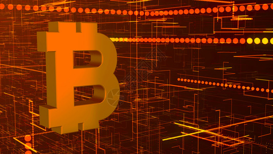 Bitcoin符号比特币的抽象技术背景3d图片