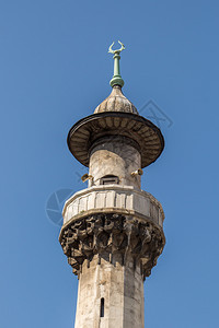 奥托曼时间清真寺用石头制成的米纳雷特图片