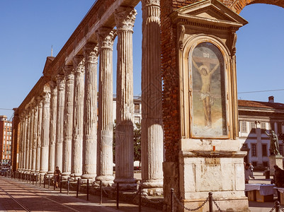 2015年3月8日ITALYColonnediSanLorenzo指圣劳伦斯柱古罗马废墟意大利米兰图片