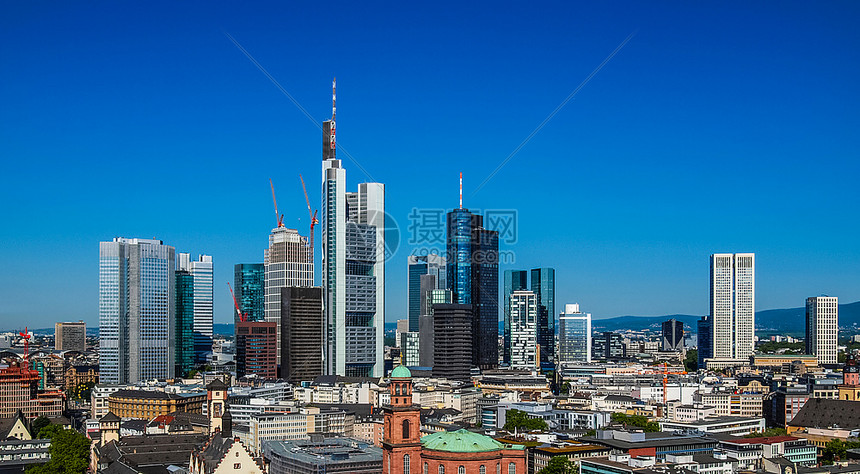 法兰克福美因德国hdr德国法兰克福市高动态范围hdr鸟瞰图