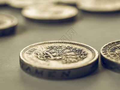 英镑硬币的宏观形象背景图片