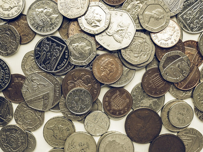 英国伦敦2015年8月日英国的镑硬币货图片