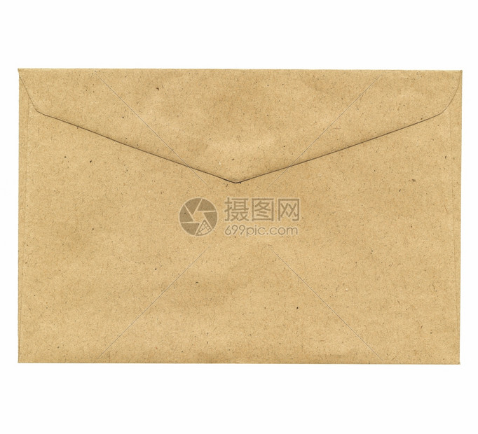 复古风格的信封复古外观的棕色纸质信件信封用于邮件邮资白色背景上