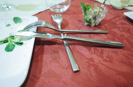 叉子和刀桌上使用的叉子和刀图片