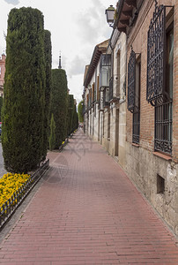 西班牙AlcaladeHenares镇的街道和老旧建筑图片
