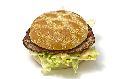 美味汉堡孤立在白色背景上图片