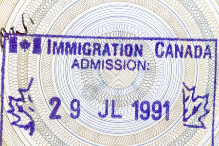 加拿大签证护照邮票关闭的背景背景