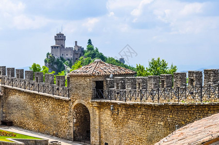 古代城墙RoccaGuaita圣马力诺高动态区域背景