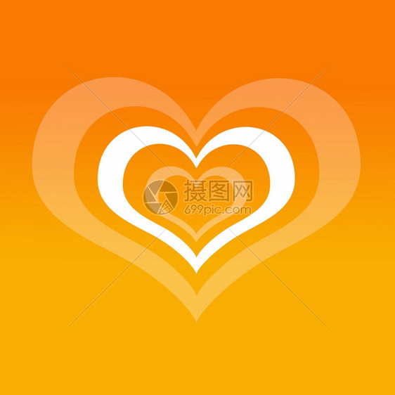 橙色背景的3个简单红心图片