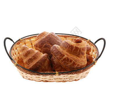 Croissant面包店产品甜的卷子白色背景图片
