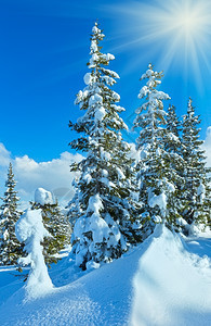 冬季山林风雪景观帕佩格诺巴恩山顶奥地利费尔兹穆斯图片