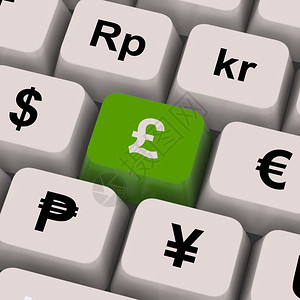 货币计算机键显示货币汇兑英镑和货币计算机键显示货币汇兑或Forex图片
