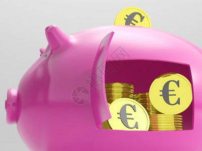 欧洲在猪展示货币和投资中的欧元图片