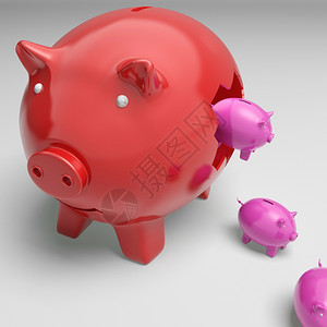 小猪银行内部显示货币增长和收入背景图片