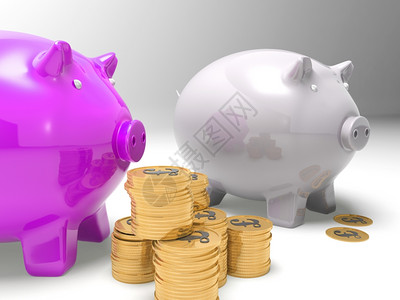 小猪银行和硬币展示英格兰货和金融图片
