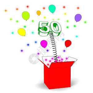 五十个惊喜盒展示50岁生日或纪念图片