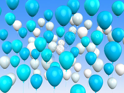 漂浮的浅蓝白气球代表阿根廷或节日背景图片