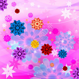 彩色滚动代表花朵和潮湿图片