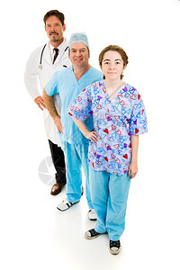 友善的医院务人员生外科护士全身都是白色的图片