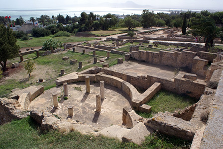 突尼斯迦太基罗马老别墅的废墟图片素材