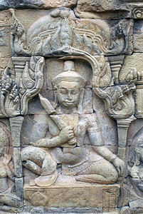 国王在墙上柬埔寨吴哥图片