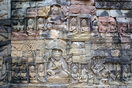 神在墙上柬埔寨吴哥图片
