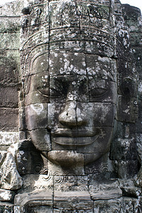 柬埔寨吴哥Bayon寺的高棉神图片