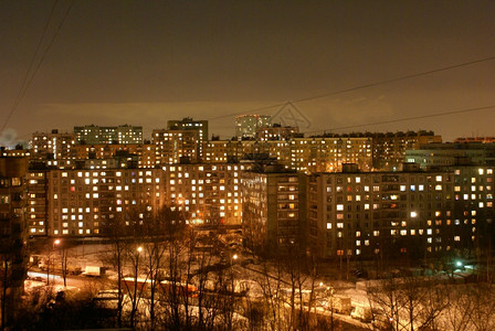 夜晚在冬季莫斯科Ruaaia图片