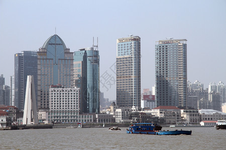 天津地标建筑上海黄浦河的新建筑背景