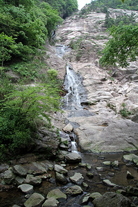 黄山瀑布黄山底的瀑人民背景