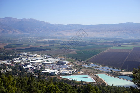 贺兰砚以色列的KiryatShwmona和Hula山谷背景