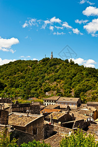 中世纪法国城市山脚丘上的中世纪法国城市动态的鸟眼观图片
