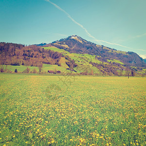 瑞士阿尔卑斯山小村庄高地Instagram效应图片