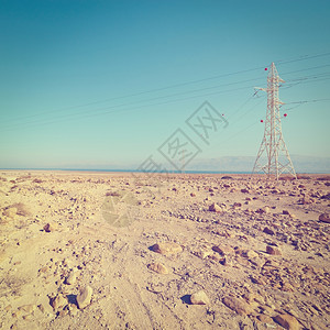 观察来自犹太沙漠的死海和电极Instagram效应图片